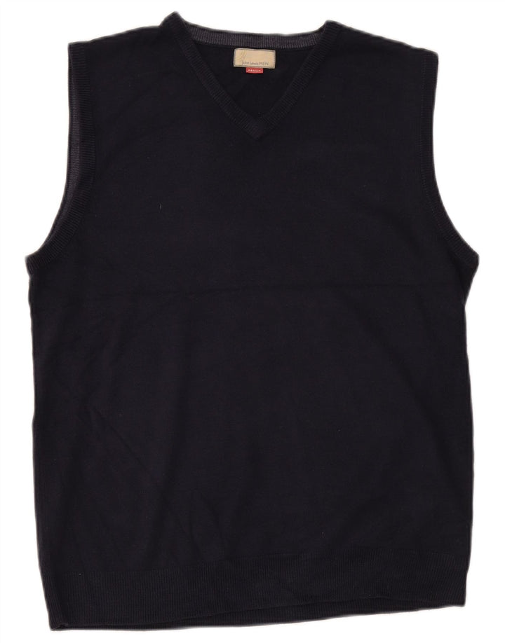 JOHN LEWIS Mens Vest Tank Top Medium Navy Blue Acrylic