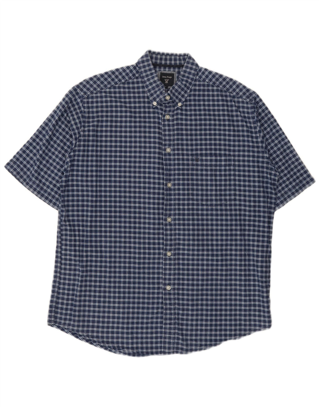 James Pringle Chemise à manches courtes pour homme en coton à carreaux bleu marine