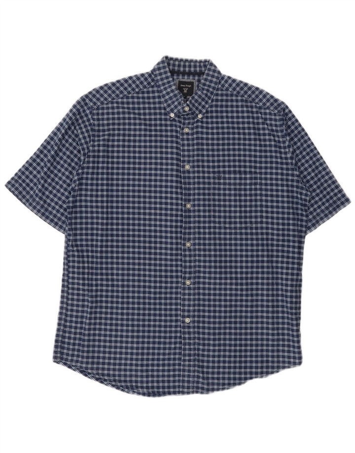 James Pringle Chemise à manches courtes pour homme en coton à carreaux bleu marine