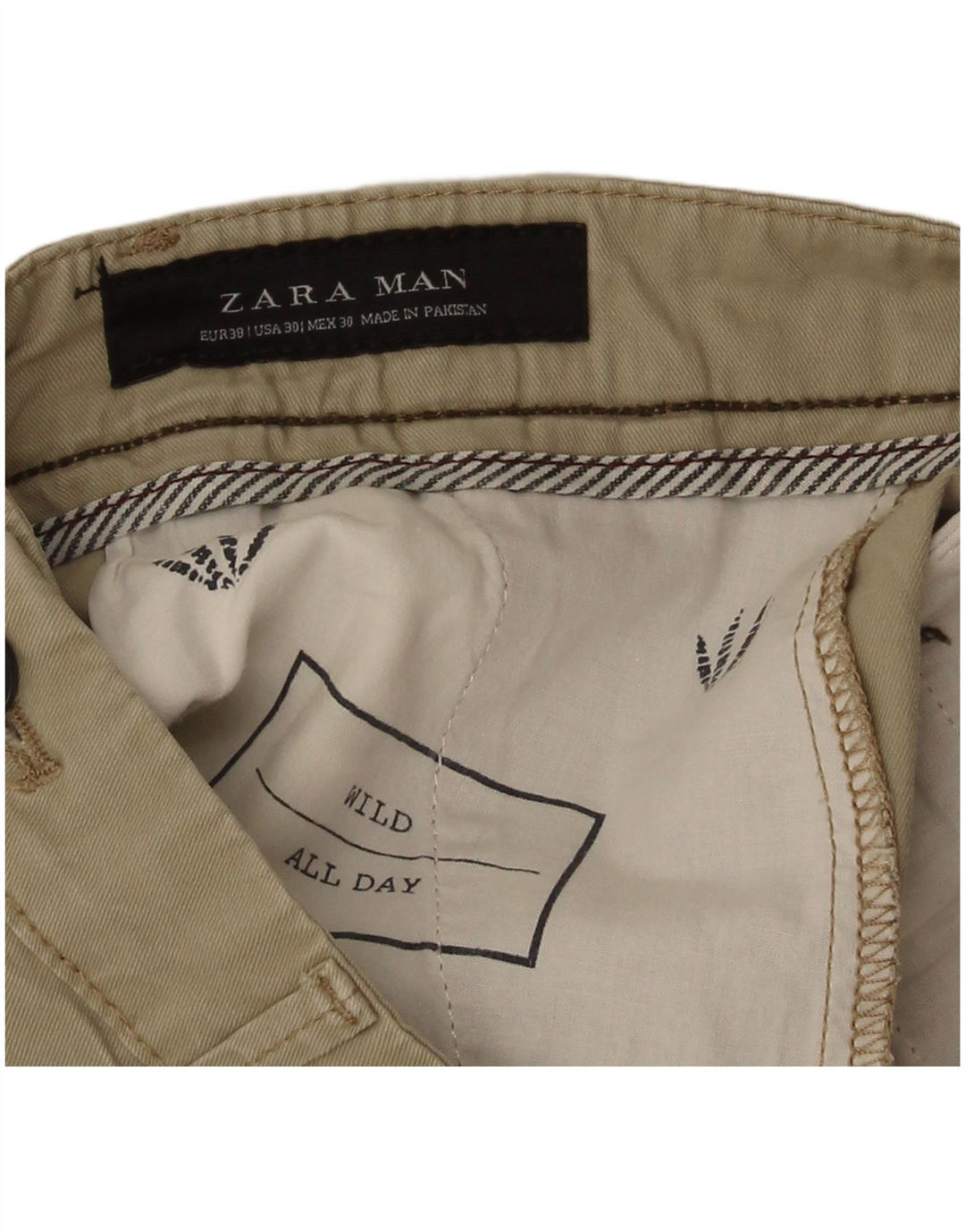 Zara Short Chino Homme EU 38 Petit W30 Beige