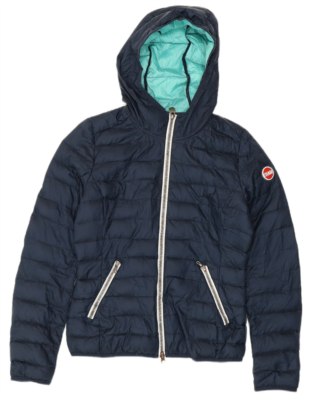 COLMAR Doudoune À Capuche Femme IT 42 Bleu Marine Moyen