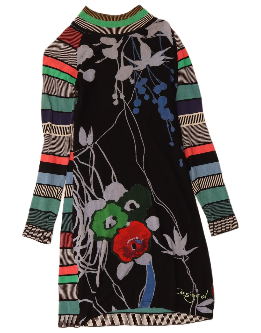DESIGUAL Robe pull à manches longues pour femme UK 42 Medium Multicolore Floral