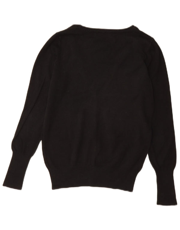 Zara Femme Cardigan Pull UK 12 Moyen Noir Coton
