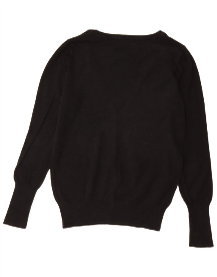 Zara Femme Cardigan Pull UK 12 Moyen Noir Coton