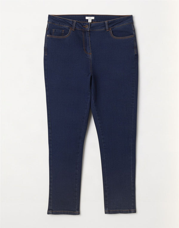 M&Co Womens Slim Jeans UK 12 Medium W30 L28 Navy Blue Cotton