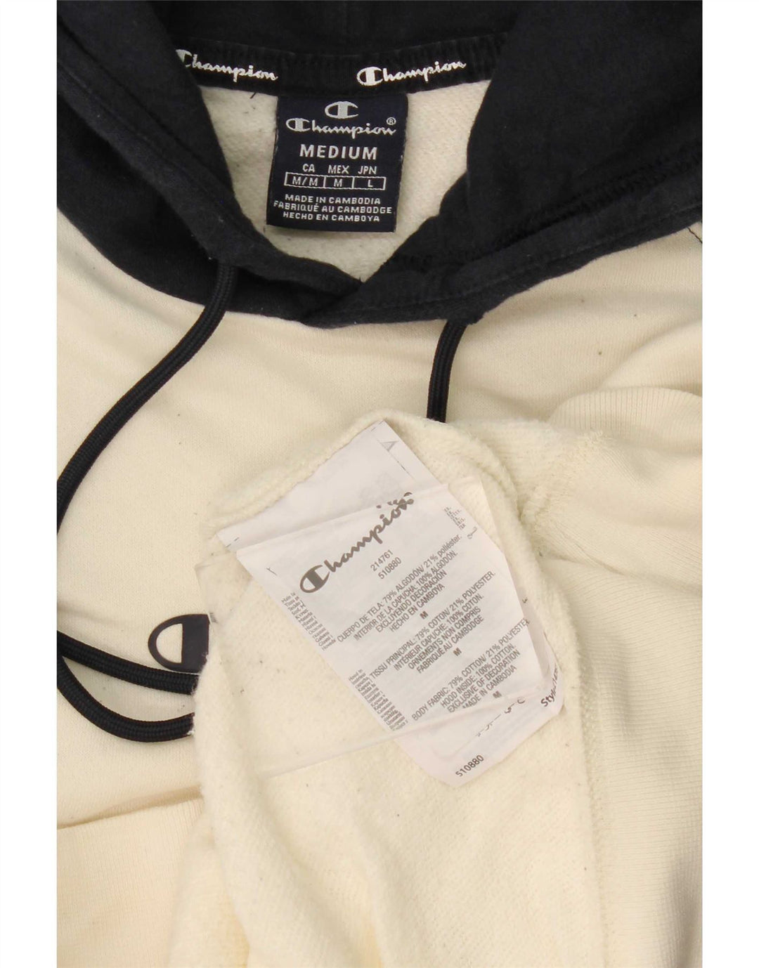 Champion Pull à capuche en coton color block blanc moyen pour homme