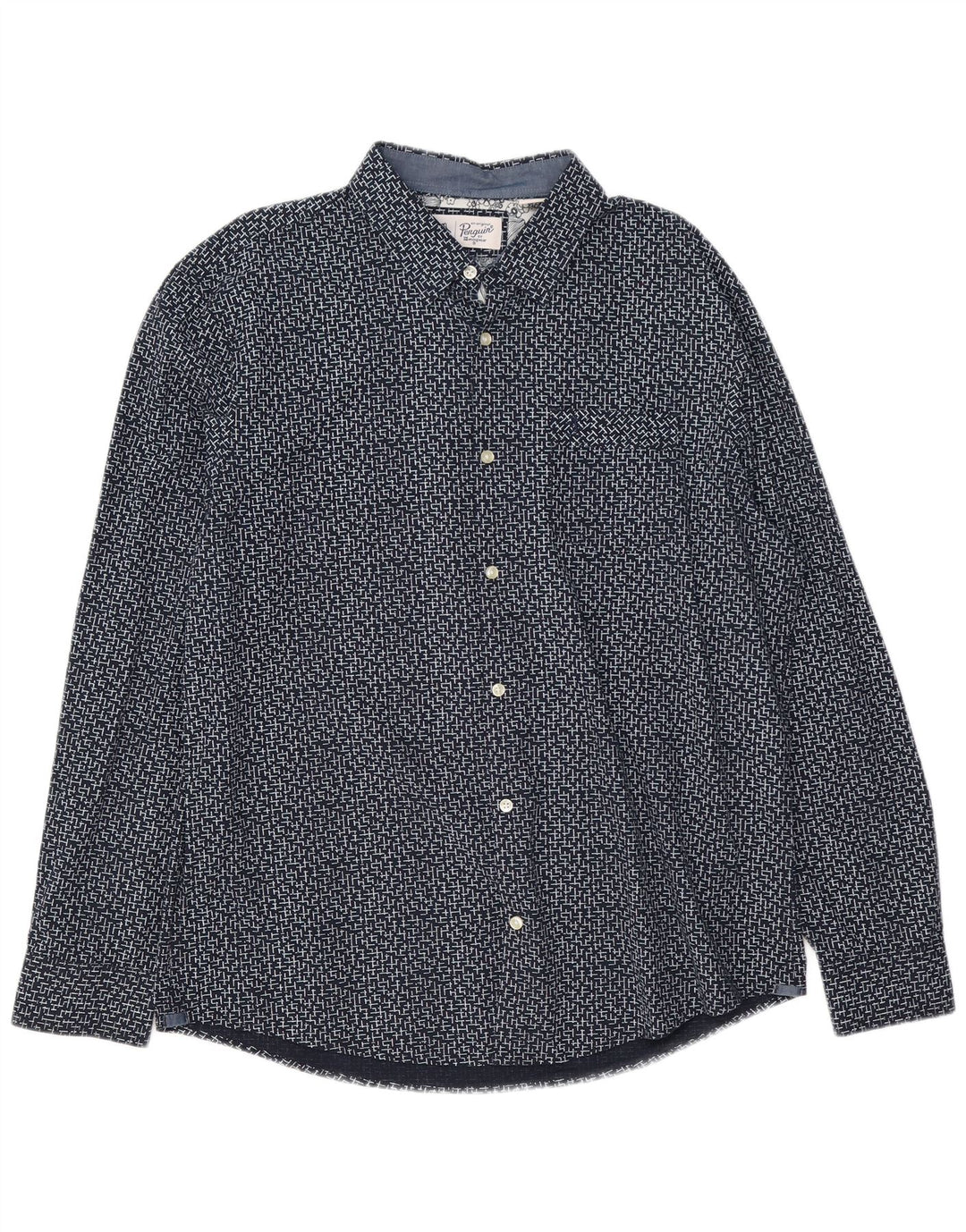 Chemise Homme Penguin XL Bleu Géométrique Coton