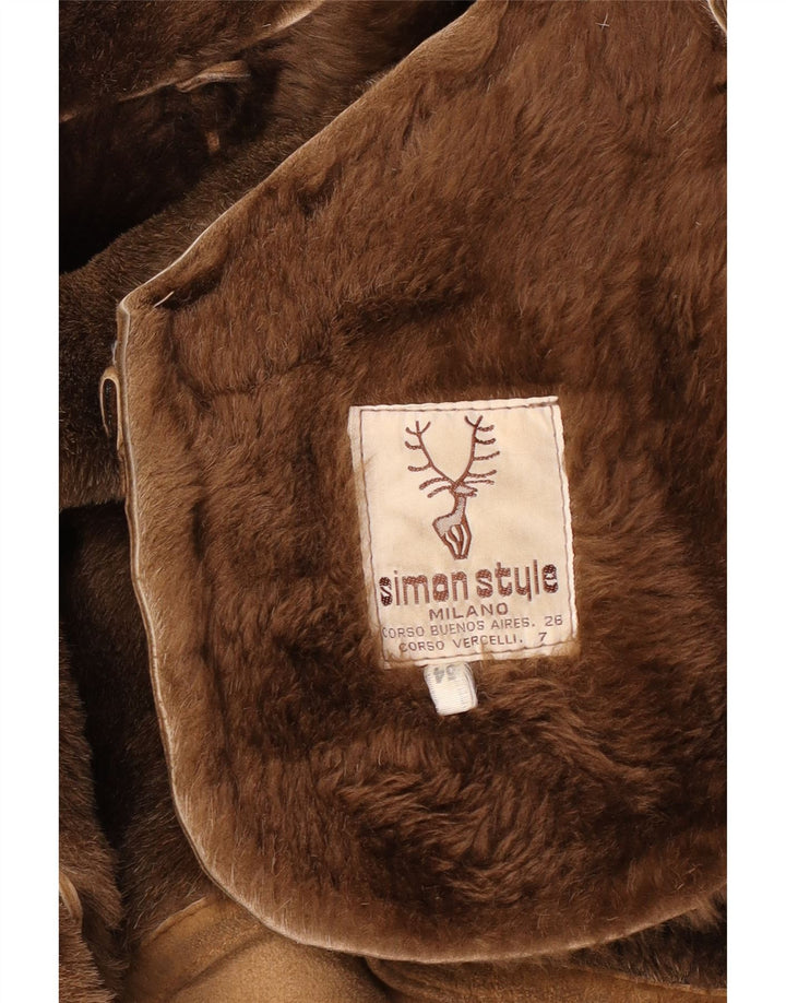 Manteau en peau de mouton vintage pour hommes IT 54 2XL Beige
