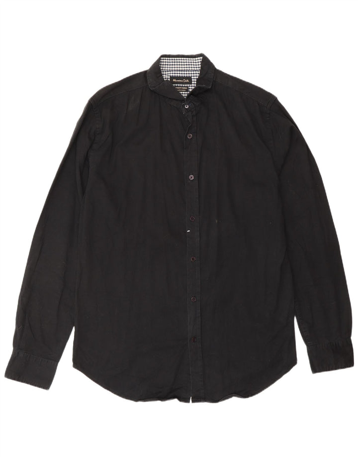 MASSIMO DUTTI Chemise Homme EU 40 Coton Colorblock Noir Moyen
