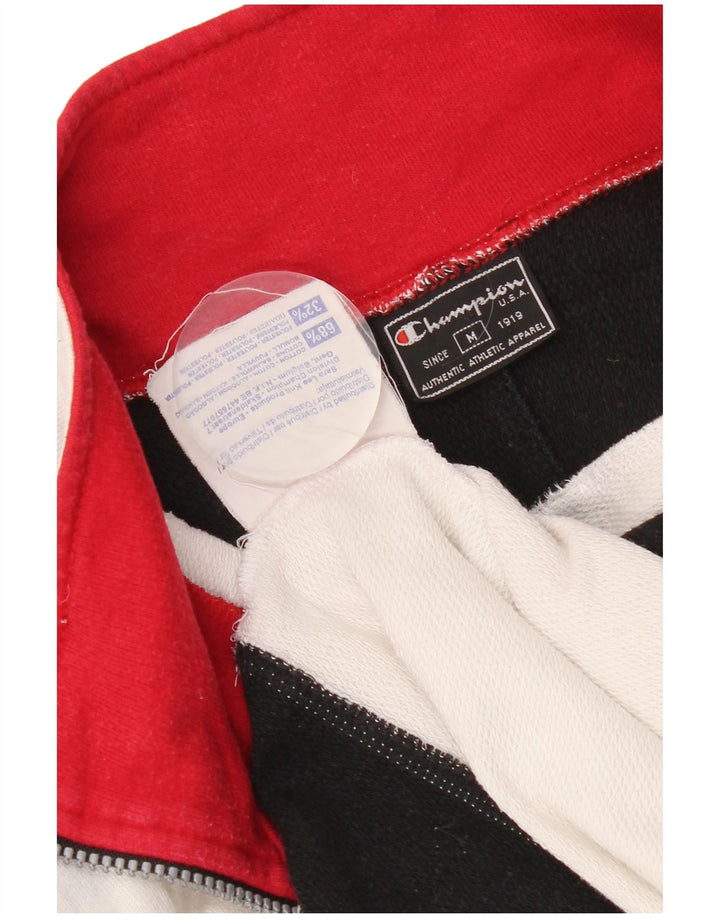 Champion Sweat-Shirt Graphique à Col Zippé Homme Blanc Moyen Colorblock