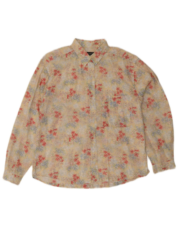 chemise femme vintage UK 14 Grand coton floral beige