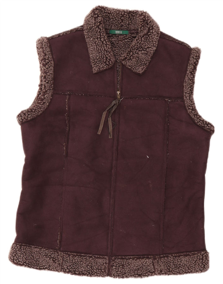 Marks & Spencer Gilet Sherpa Femme UK 12 Polyester Bordeaux Moyen