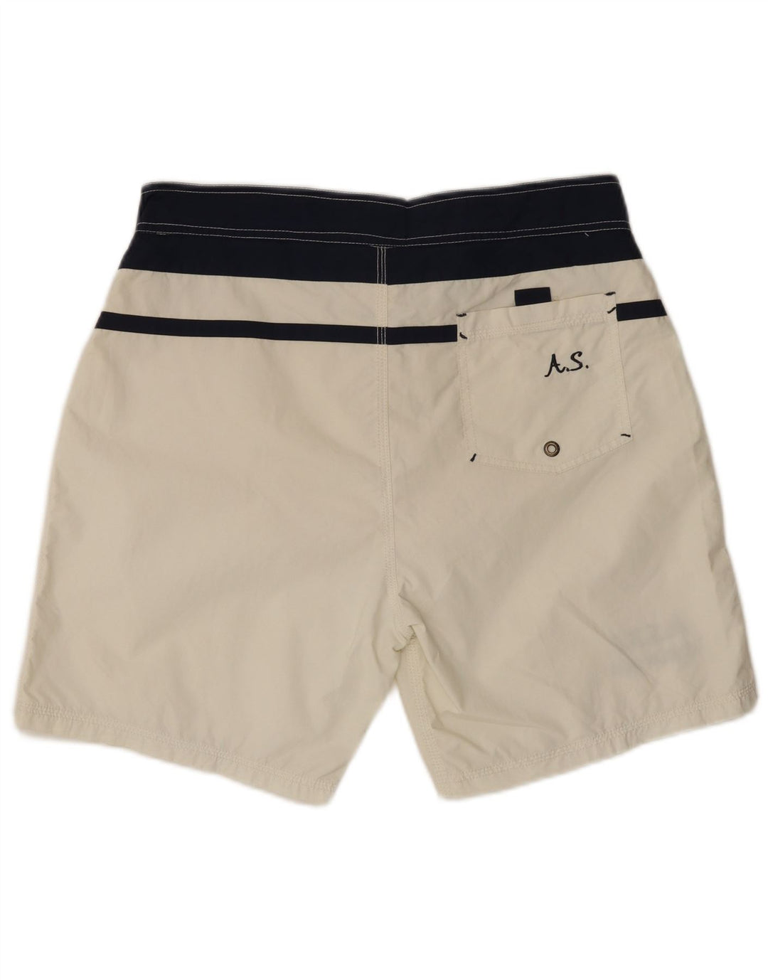 VINTAGE Short de Bain Homme XL Blanc Colourblock