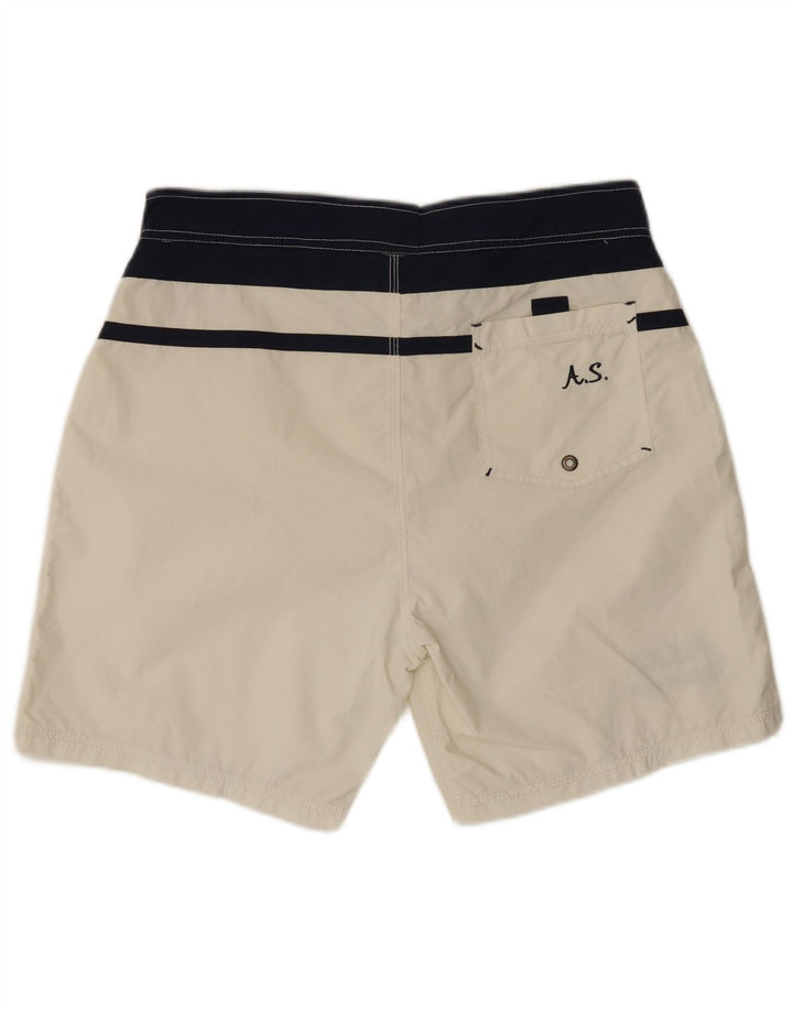 VINTAGE Short de Bain Homme XL Blanc Colourblock