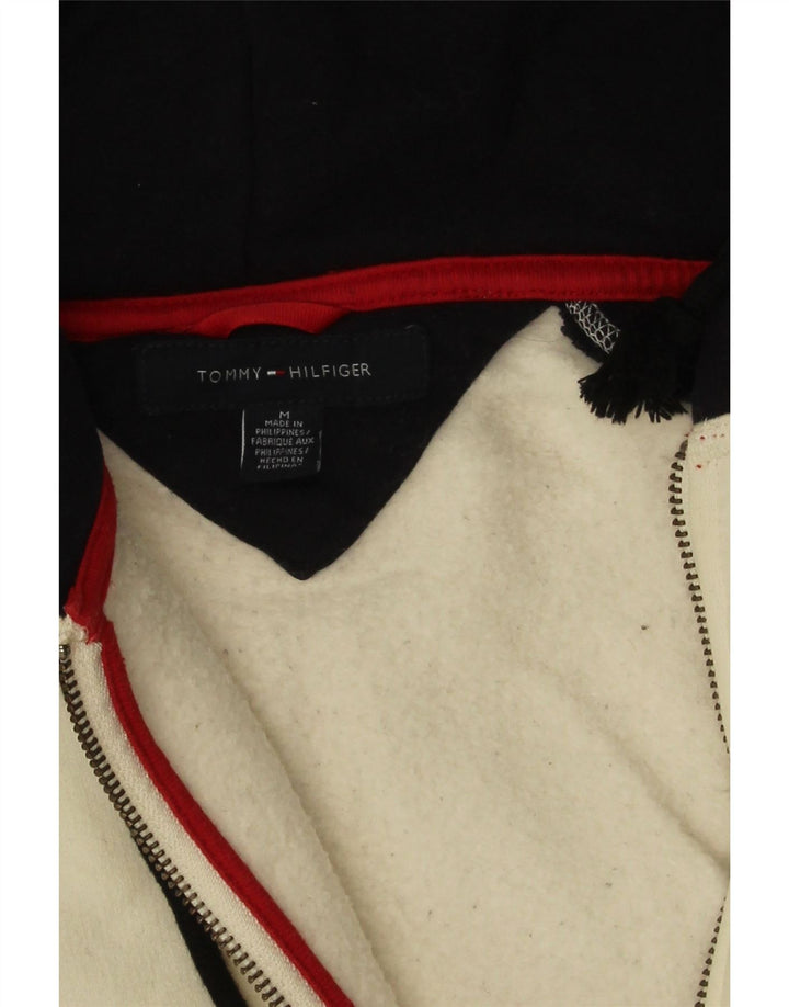 Tommy Hilfiger Pull à capuche zippé pour homme Blanc cassé moyen Colourblock