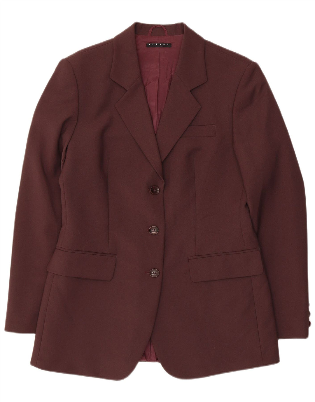 Sisley Veste Blazer 3 Boutons Femme IT 46 Large Marron Polyester