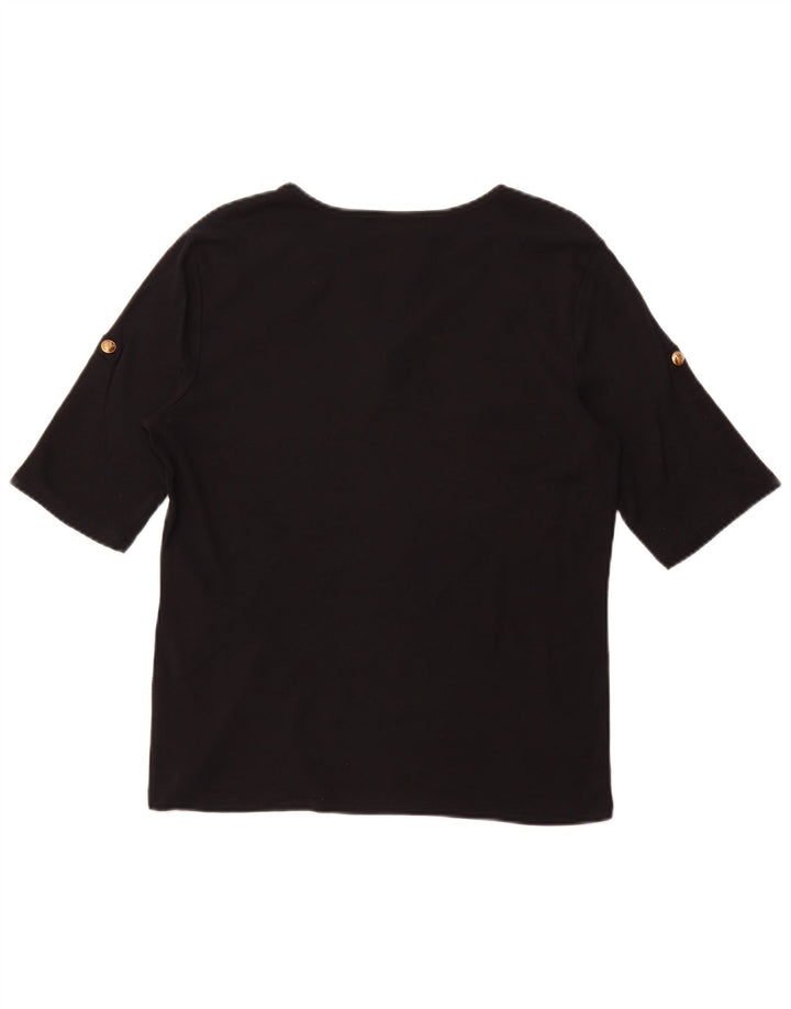 RALPH LAUREN T-Shirt Femme Top Large Noir Coton