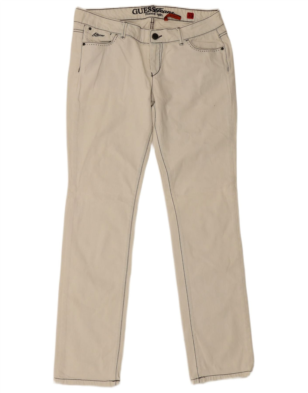 Guess Jean Slim Femme W33 L34 Coton Blanc Cassé