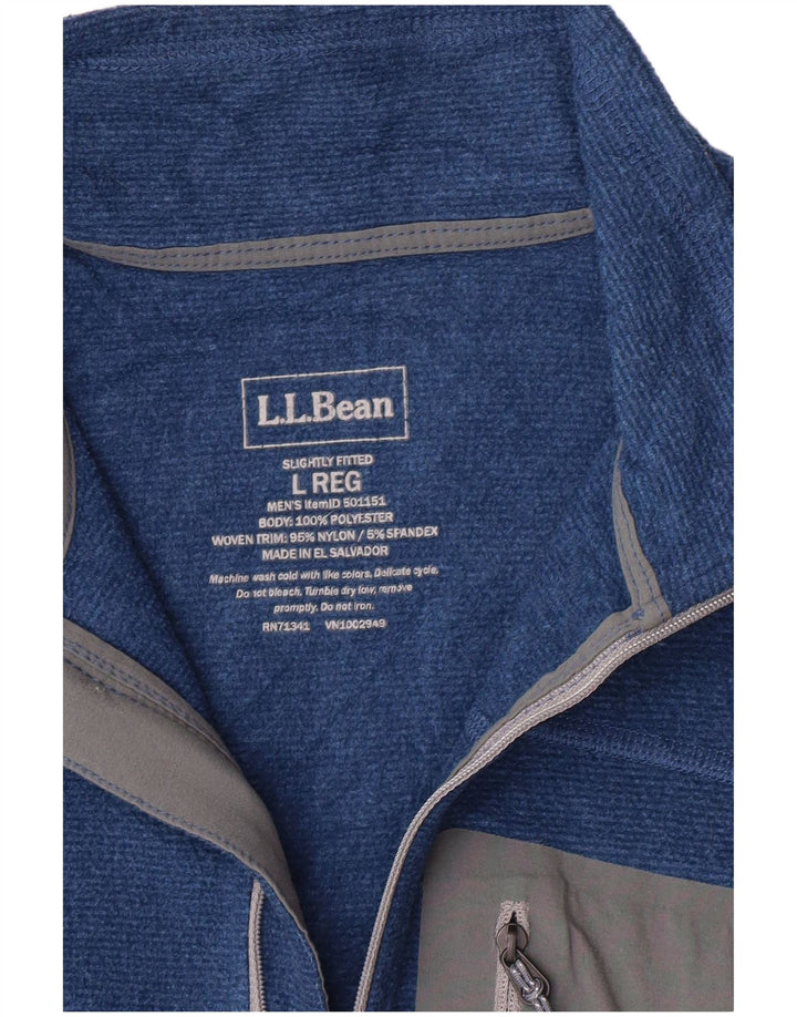 L.L.Bean Pull polaire à col zippé pour homme, grand bleu, polyester