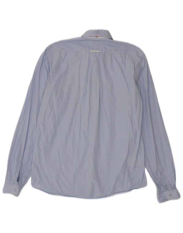 Hugo Boss Chemise en coton à fines rayures bleu moyen