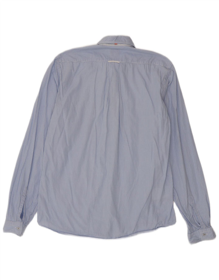 Hugo Boss Chemise en coton à fines rayures bleu moyen
