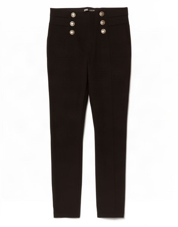 Pantalon décontracté slim femme Zara Large W30 L27 Noir