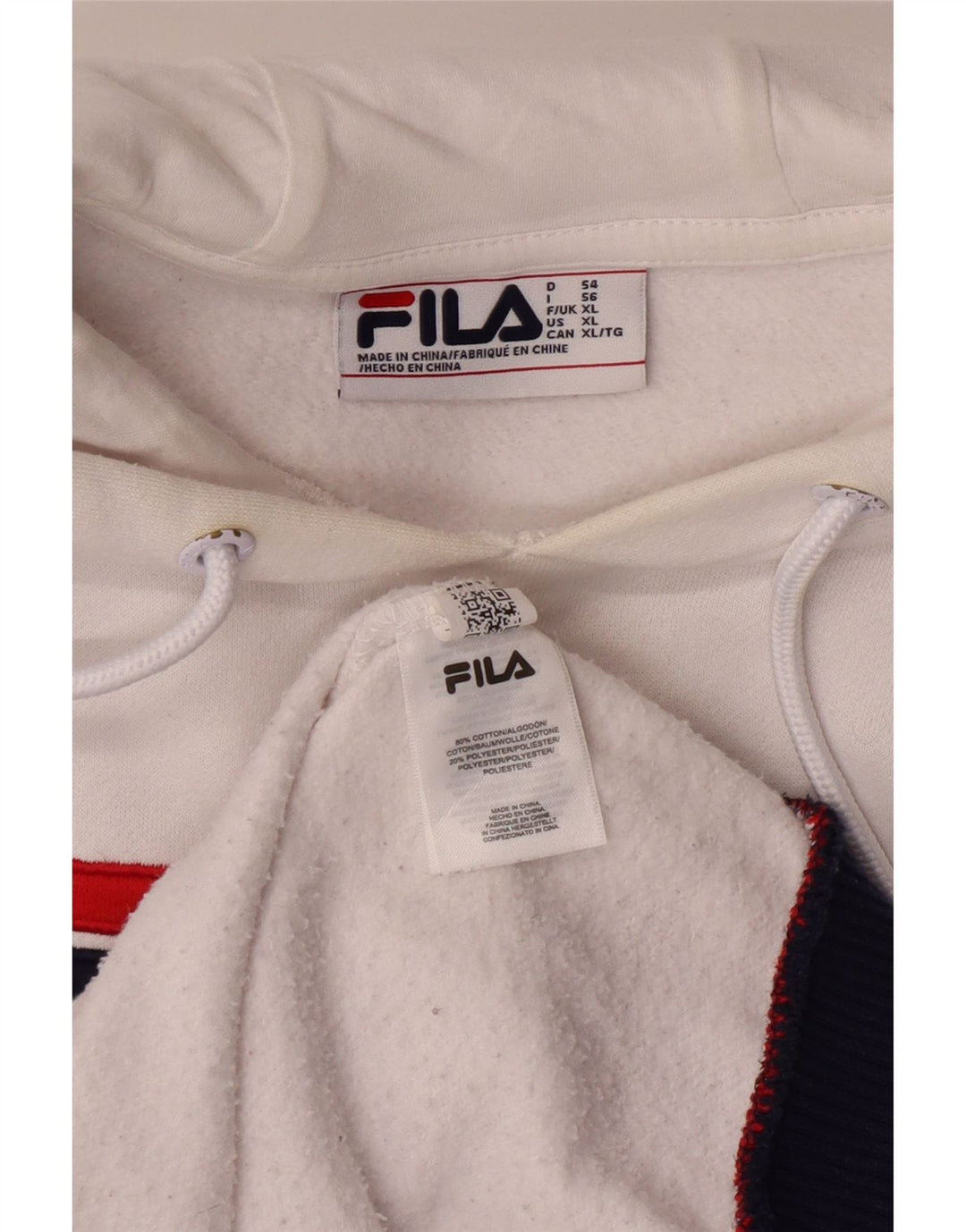 FILA Pull à capuche graphique XL homme blanc coton