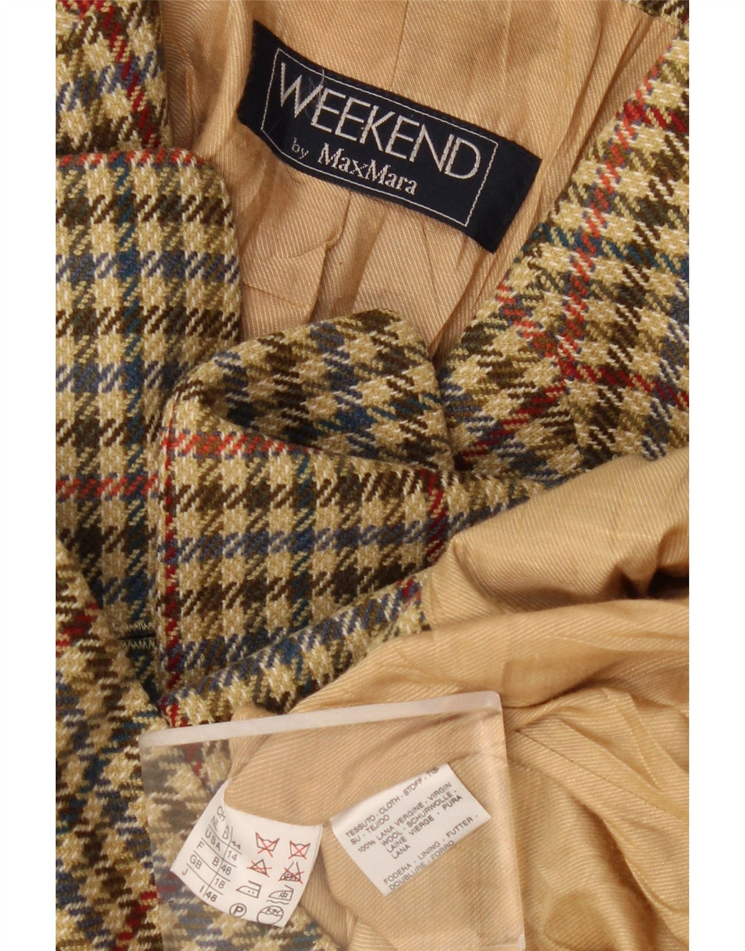 Max Mara Veste blazer Weekend 2 boutons pour femme UK 18 XL pied-de-poule vert