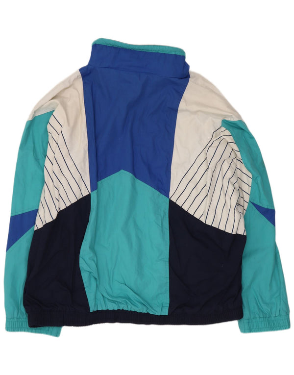 Vintage Mens Loose Fit Survêtement Top Veste Grand Colorblock Multicolore