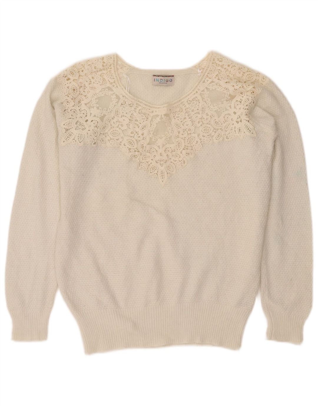 Marks & Spencer Pull à col bateau indigo pour femme UK 12 Blanc moyen