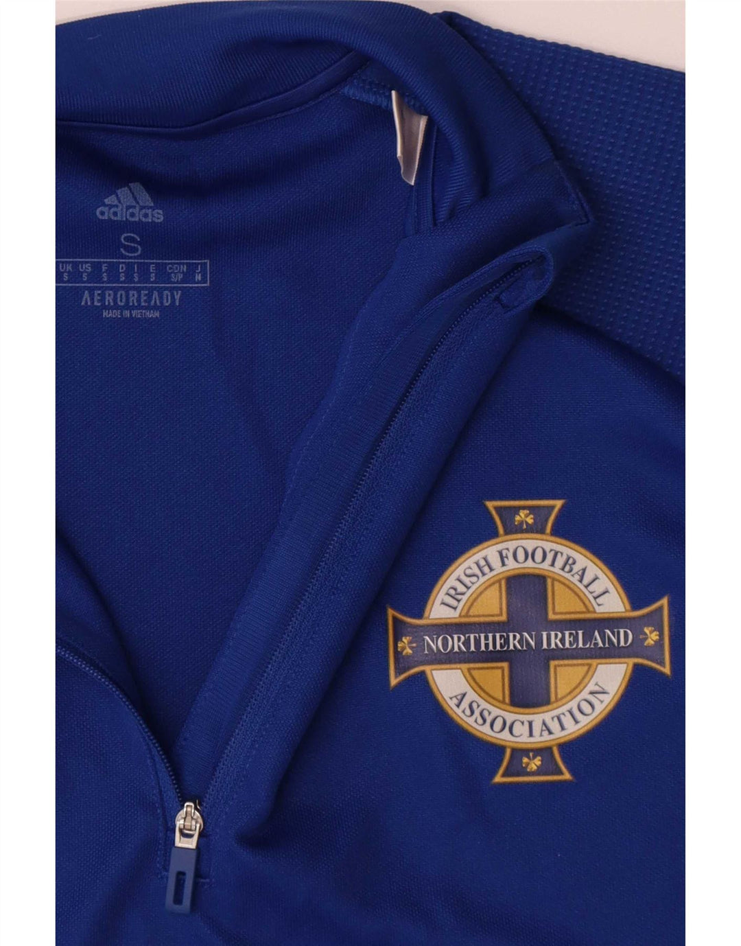 Adidas Pull de football irlandais pour homme avec col zippé et haut de survêtement Bleu Taille S
