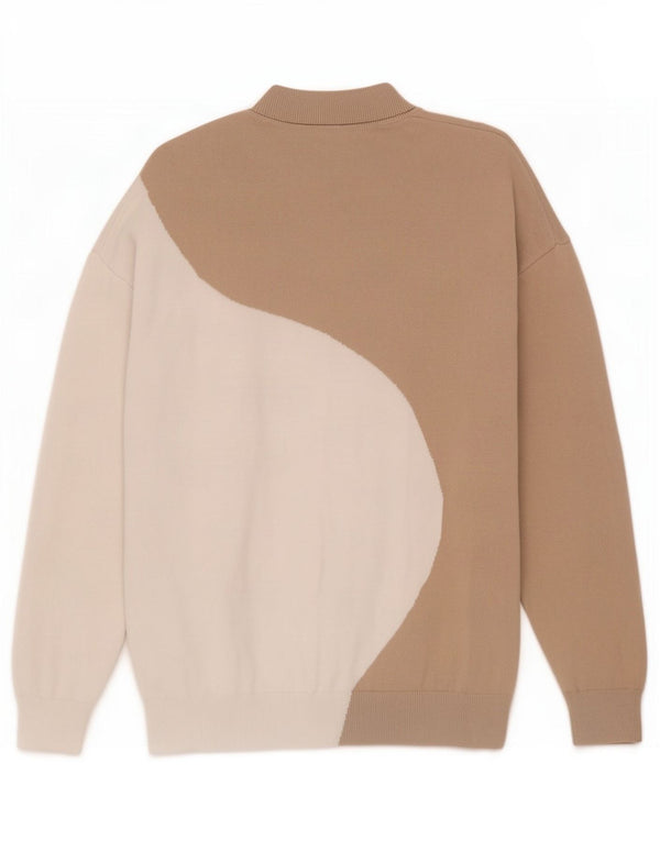 Zara Pull à col rond en coton color block beige moyen pour homme