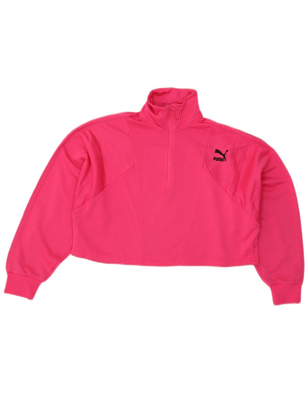 Puma Sweat-shirt surdimensionné à col zippé pour femme UK 14 Rose moyen