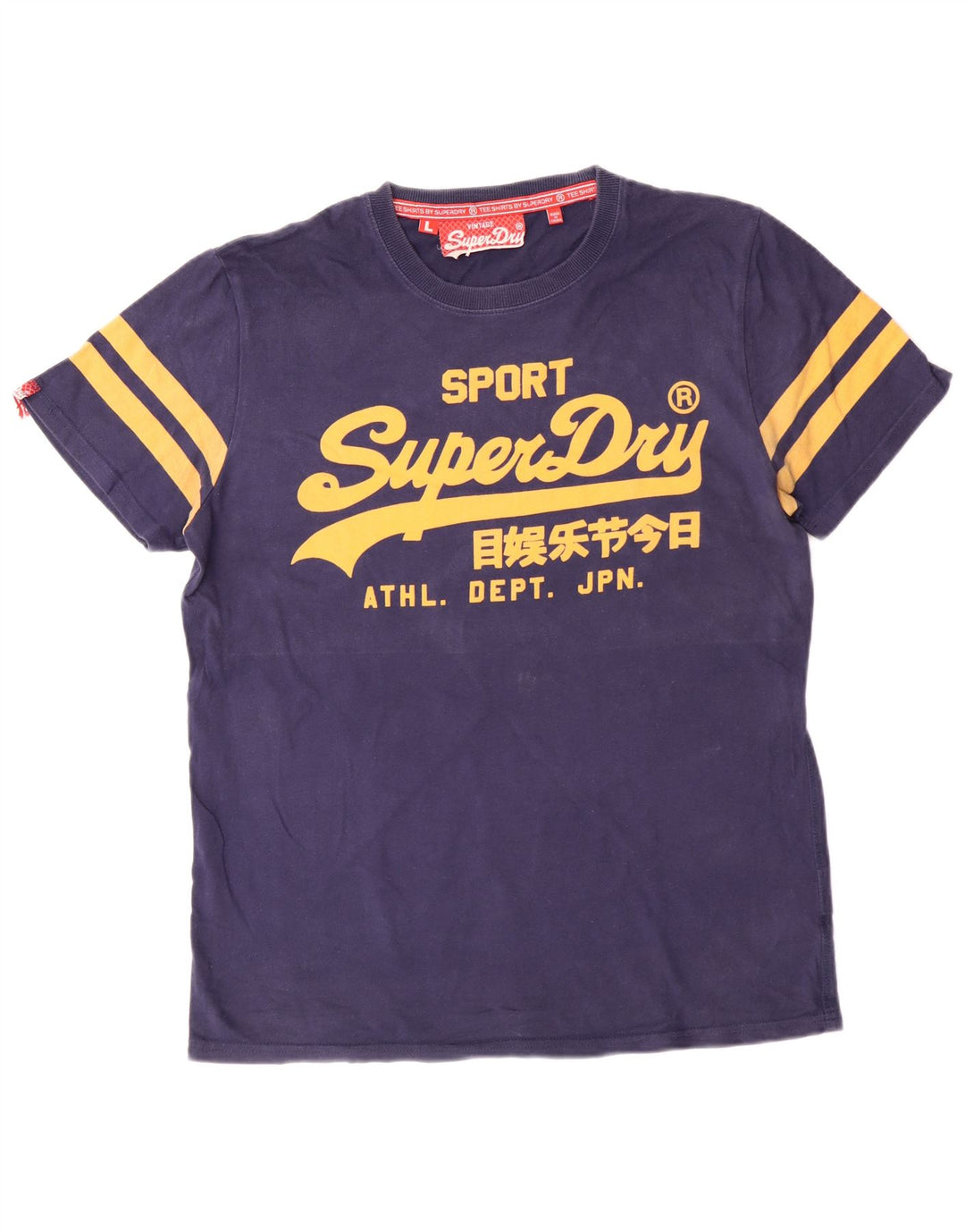 Superdry Homme Graphic T-Shirt Top Large Bleu Marine Coton