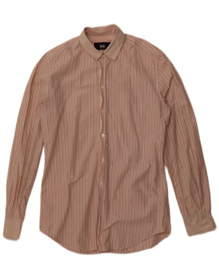 Dolce & Gabbana Chemise George Homme Taille 39 15 1/2 Rayé Beige Moyen