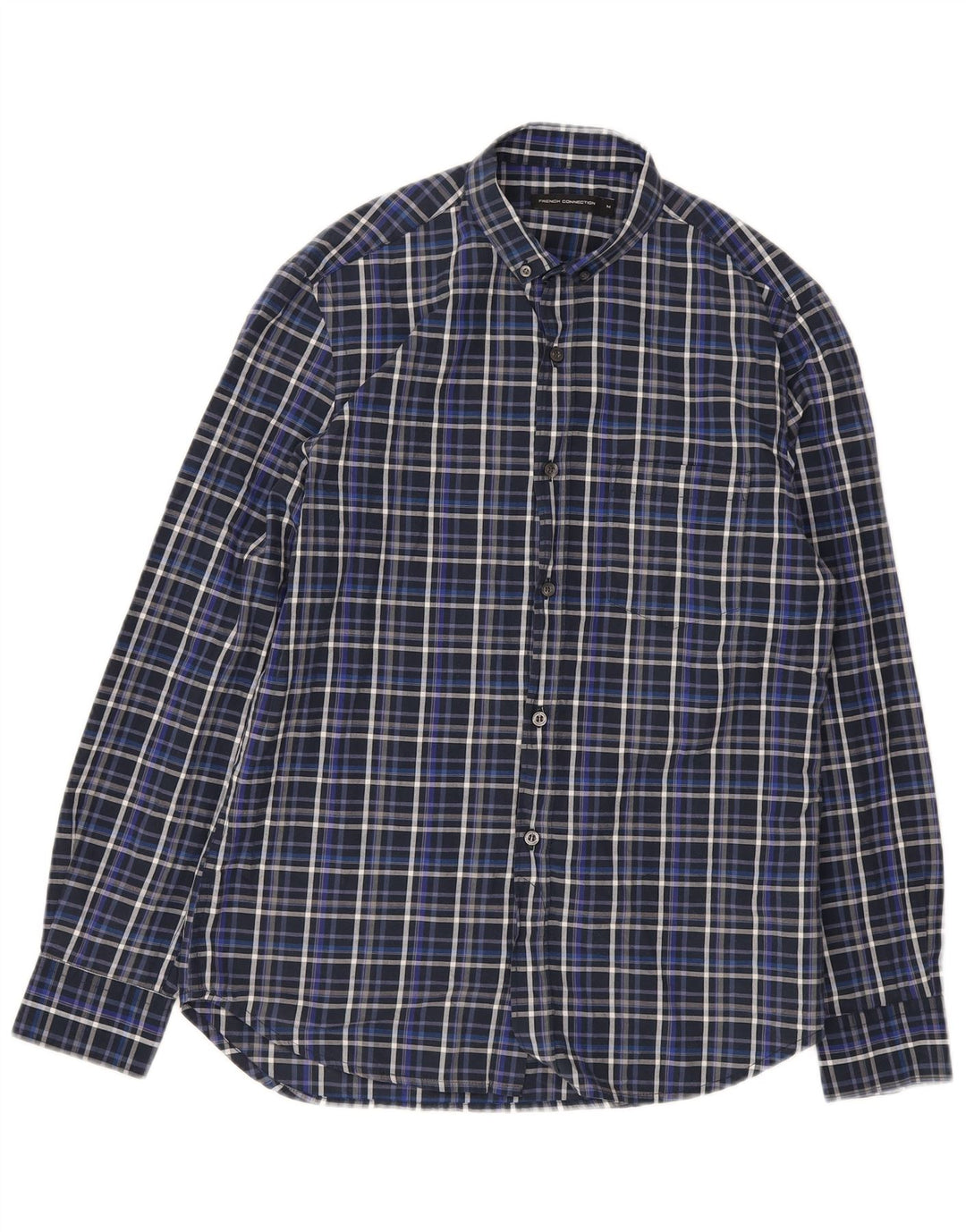French Connection Chemise Homme Bleu Marine Moyen Carreaux Coton