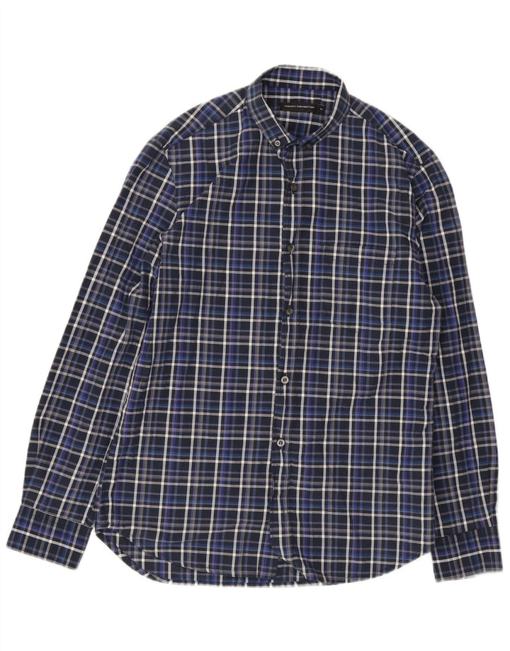 French Connection Chemise Homme Bleu Marine Moyen Carreaux Coton