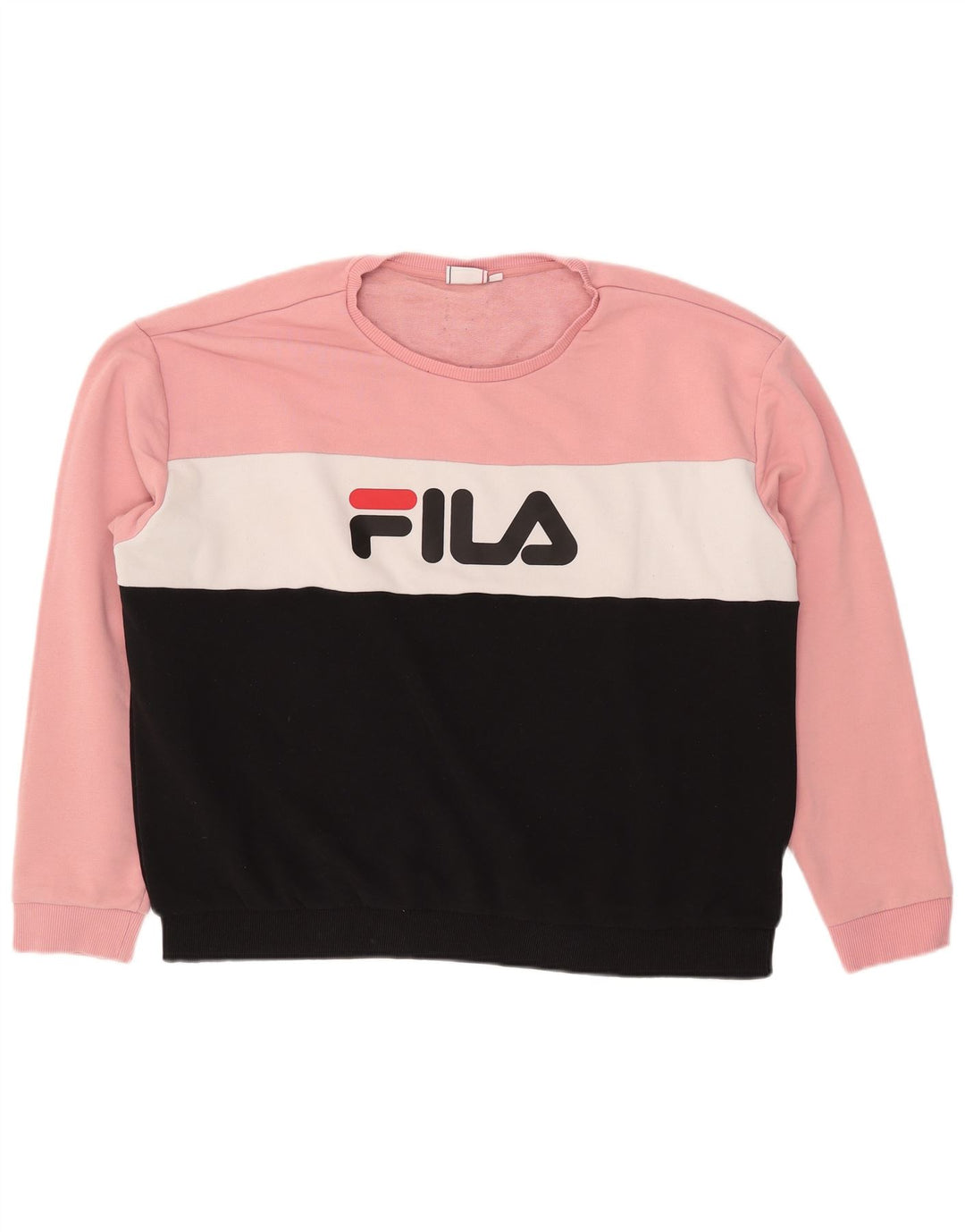 FILA Sweat-shirt graphique pour femme UK 24 4XL Rose Colourblock Coton