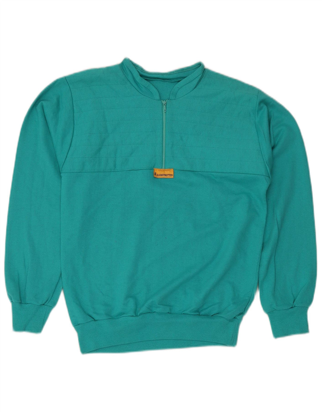 GLOBE TROTTER Sweat-shirt à col zippé pour femme UK 14 Bleu moyen Coton