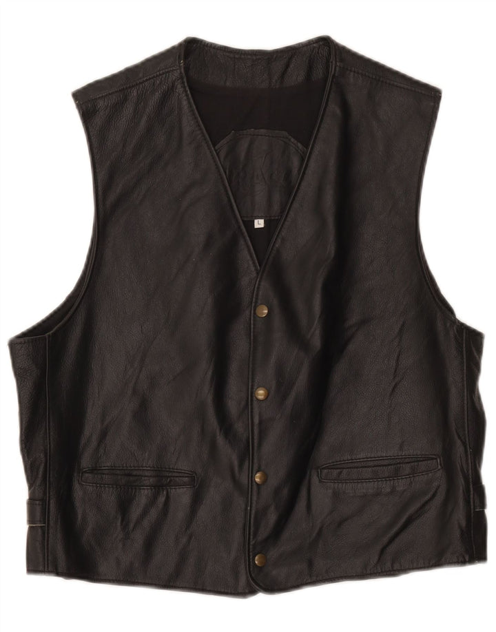 Gilet en cuir pour homme grand noir