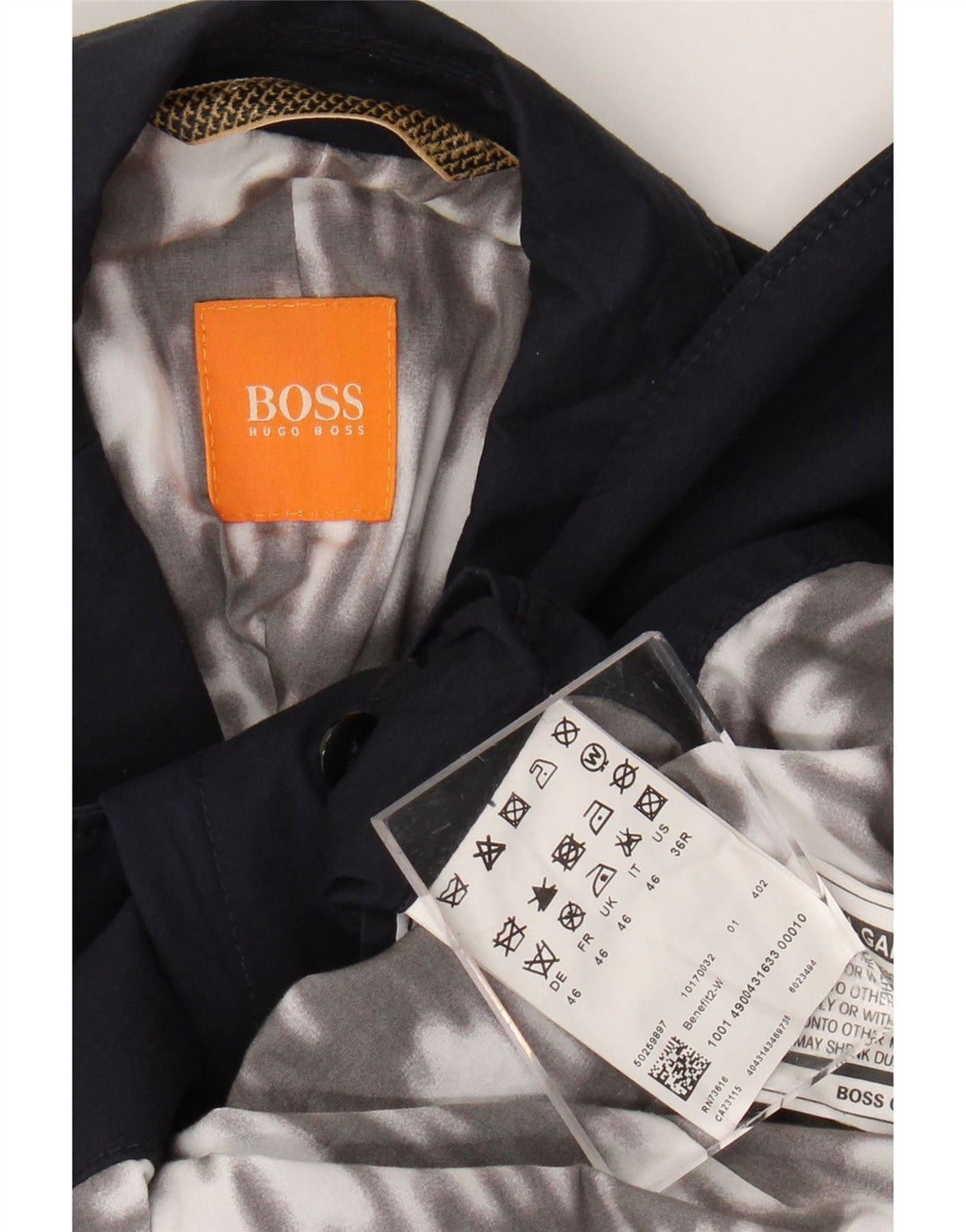 HUGO BOSS Veste Blazer 2 Boutons Homme EU 46 Petit Bleu Marine Coton