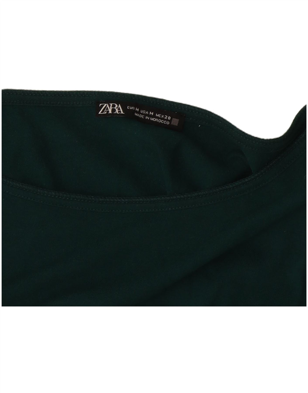 Zara Femme Crop Top Manches Longues UK 14 Vert Moyen