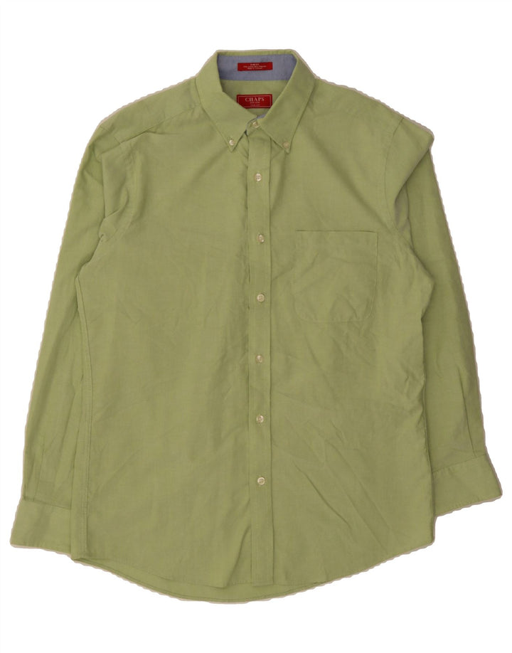 CHAPS Mens Slim Fit Shirt Size 15 1/2 Medium Green Cotton Vintage Chaps and Second-Hand Chaps from Messina Hembry 