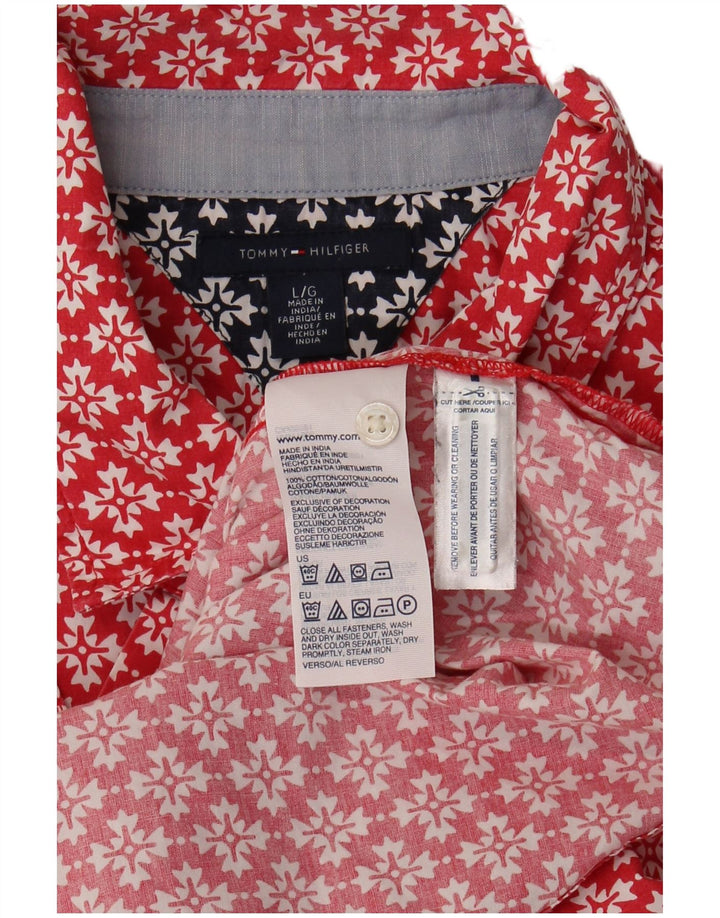 TOMMY HILFIGER Chemise Femme UK 16 Grand Coton Floral Rouge