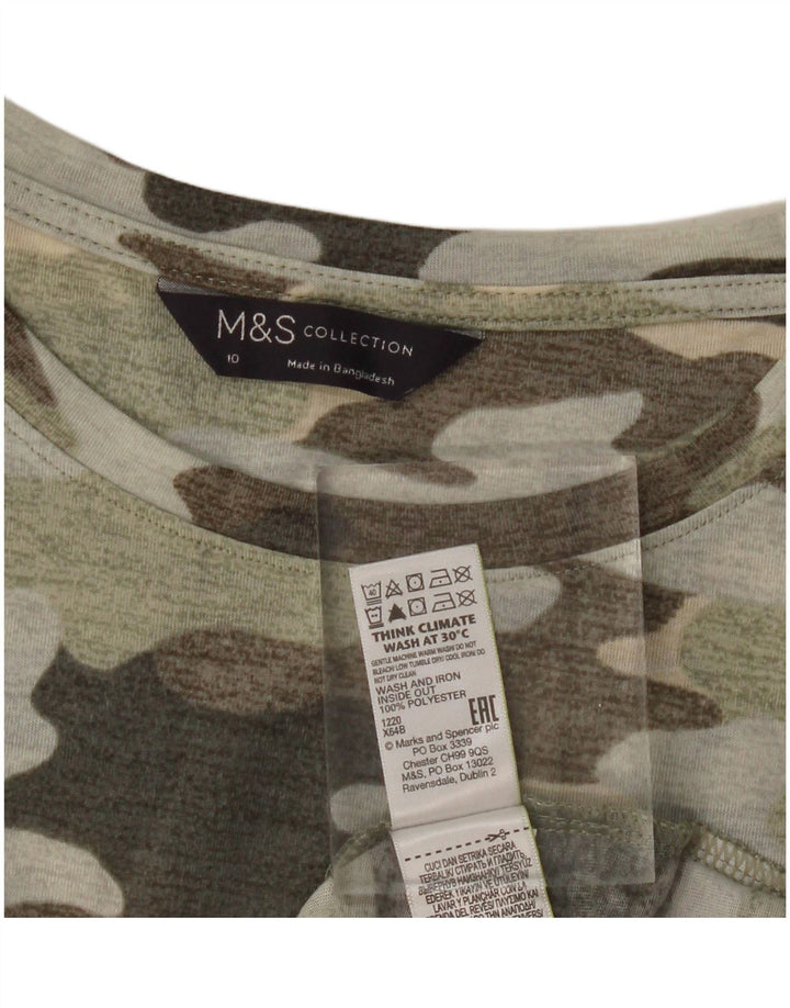 MARKS & SPENCER Débardeur Femme UK 10 Petit Kaki Camouflage Polyester