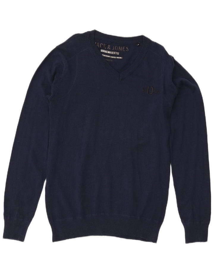 Jack & Jones Pull Col V Homme Bleu Marine Moyen Coton
