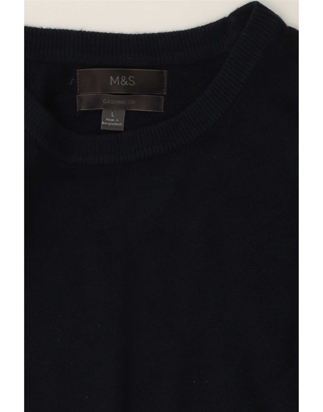 Marks & Spencer Pull à col rond pour homme en cachemire bleu marine Taille L