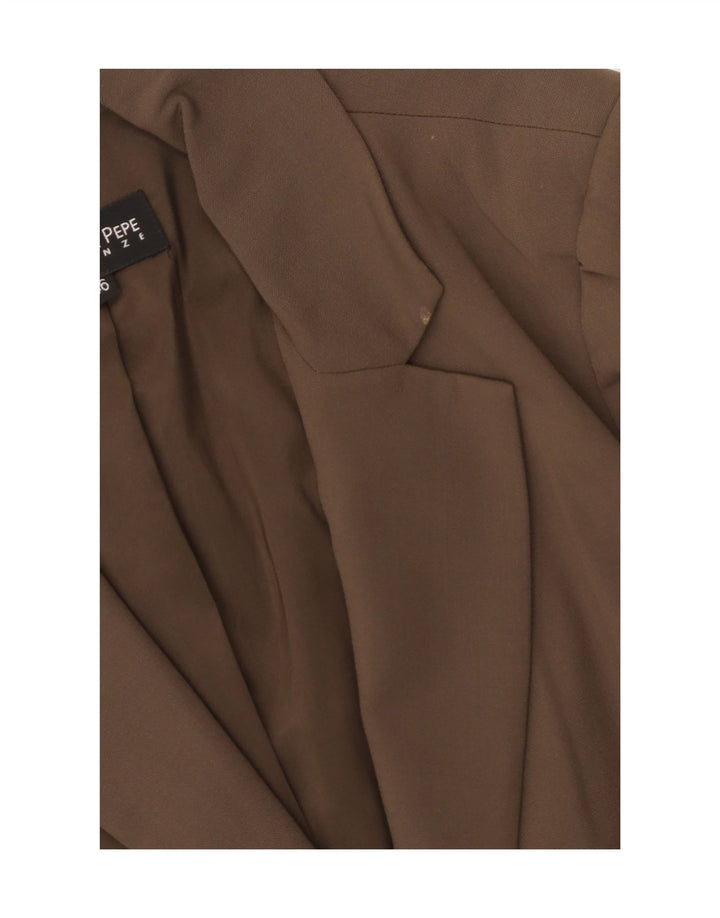 PATRIZIA PEPE Veste Blazer 2 Boutons Femme IT 46 Large Marron Laine Vierge