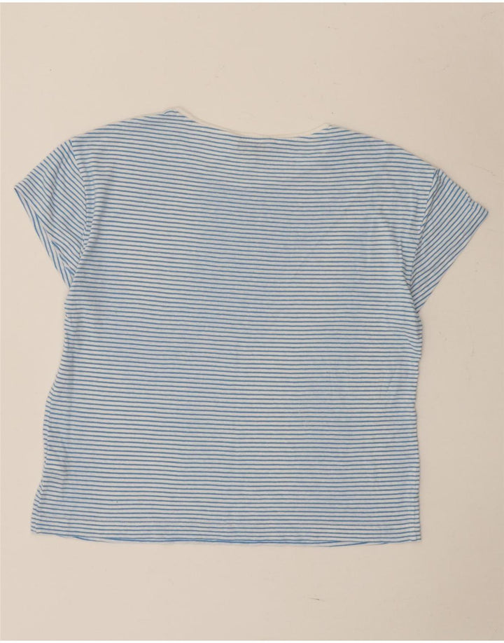 Marks & Spencer T-shirt pour femme en lin rayé bleu moyen UK 42