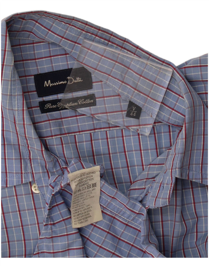 Massimo Dutti Chemise Homme Taille 44 XL Bleu Carreaux Coton